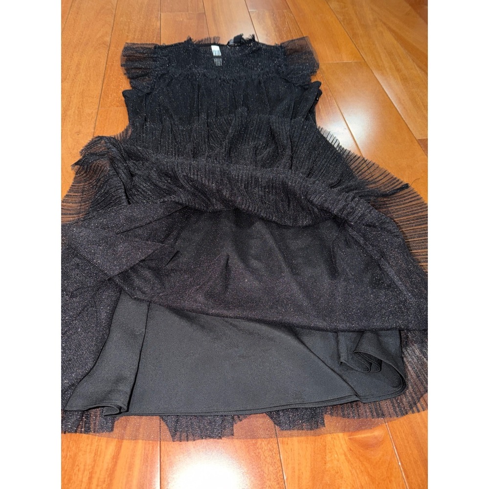 NWT All Saints Perri Metallic Black Tulle Mini Dress Sleeveless Women's size 8 - Picture 10 of 12